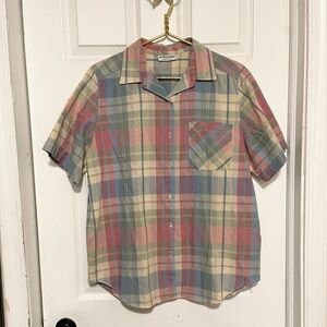 Vintage Alfred Dunner made in USA plaid button down shirt pastel color sz 14